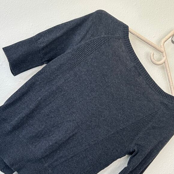 Vintage Mossimo cardigan knit short sleeve fitted Y2K pockets sweater gray S - Picture 11 of 14